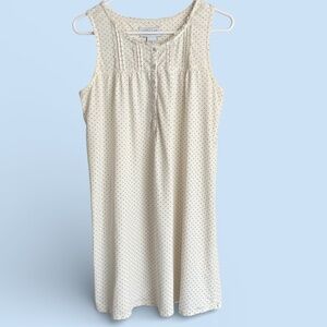 Villager Sleeveless Short Nightgown Cream with Blue Hearts Size S